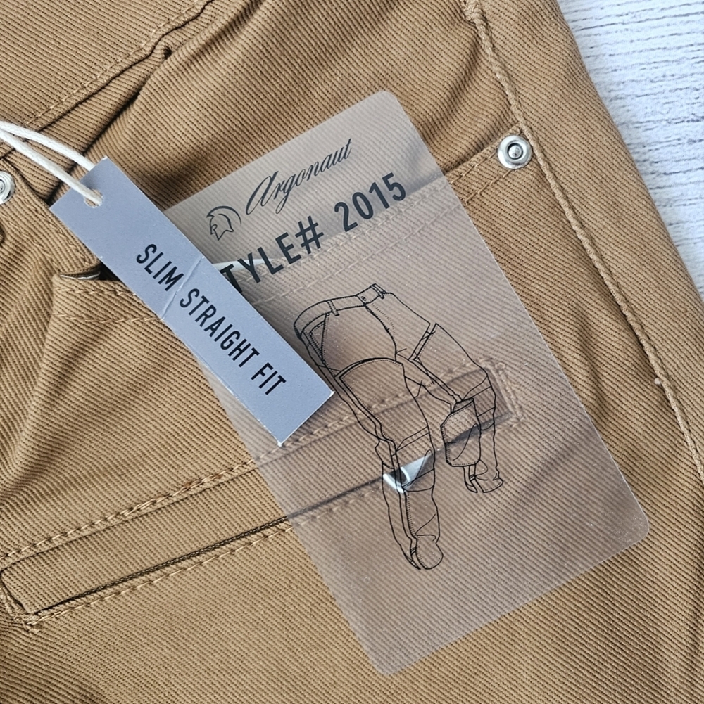Men's Slim Straight Fit Biker Style Denim Jeans In Wheat/Timber - Picture 4 of 13